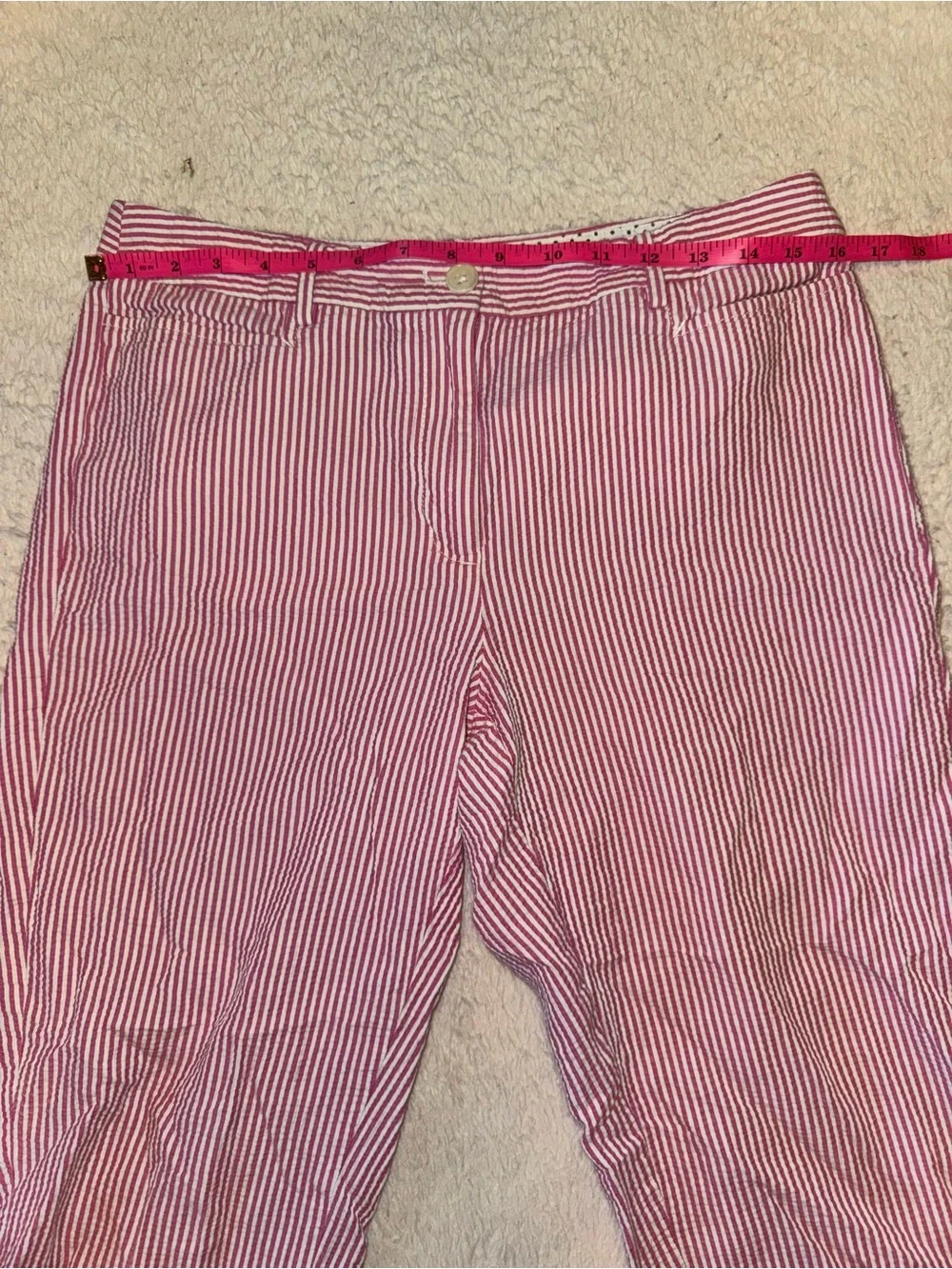 Talbots Perfect Skimmer 100% Cotton Pink & White Striped Capri Pants 🎀